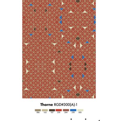 Red geometric rug design by Jamie Stern