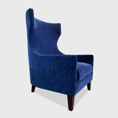 Blue high backed lounge chair