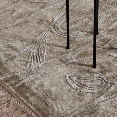 Arabesque designer silk area rug by Moshari Studio for Jamie Stern