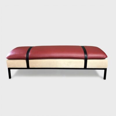 The Atlantic upholstered strapped bench by Jamie Stern Furniture