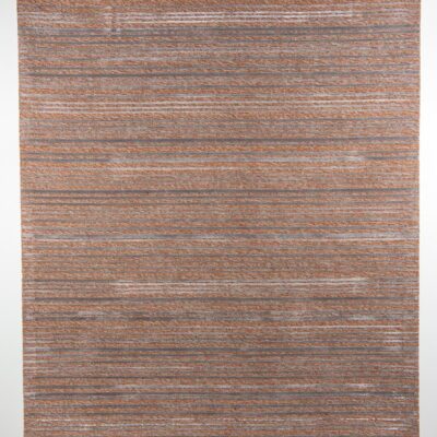 Beam is an orange and grey striped rug by Moshari Studio for Jamie Stern