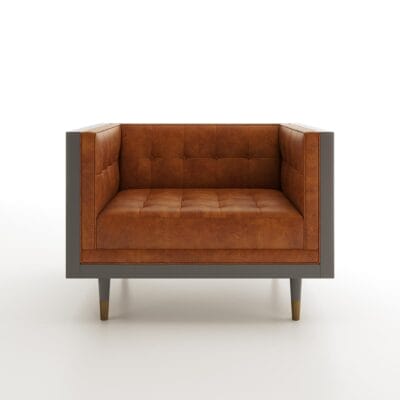 Bier Lounge Chair with Exposed Wood Sides by Jamie Stern Furniture