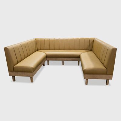 The Caden Banquette’s U-shaped frame, wood legs and tight seat / tight back construction makes for a piece which is both modern in design yet offers a classically comfortable sit.
