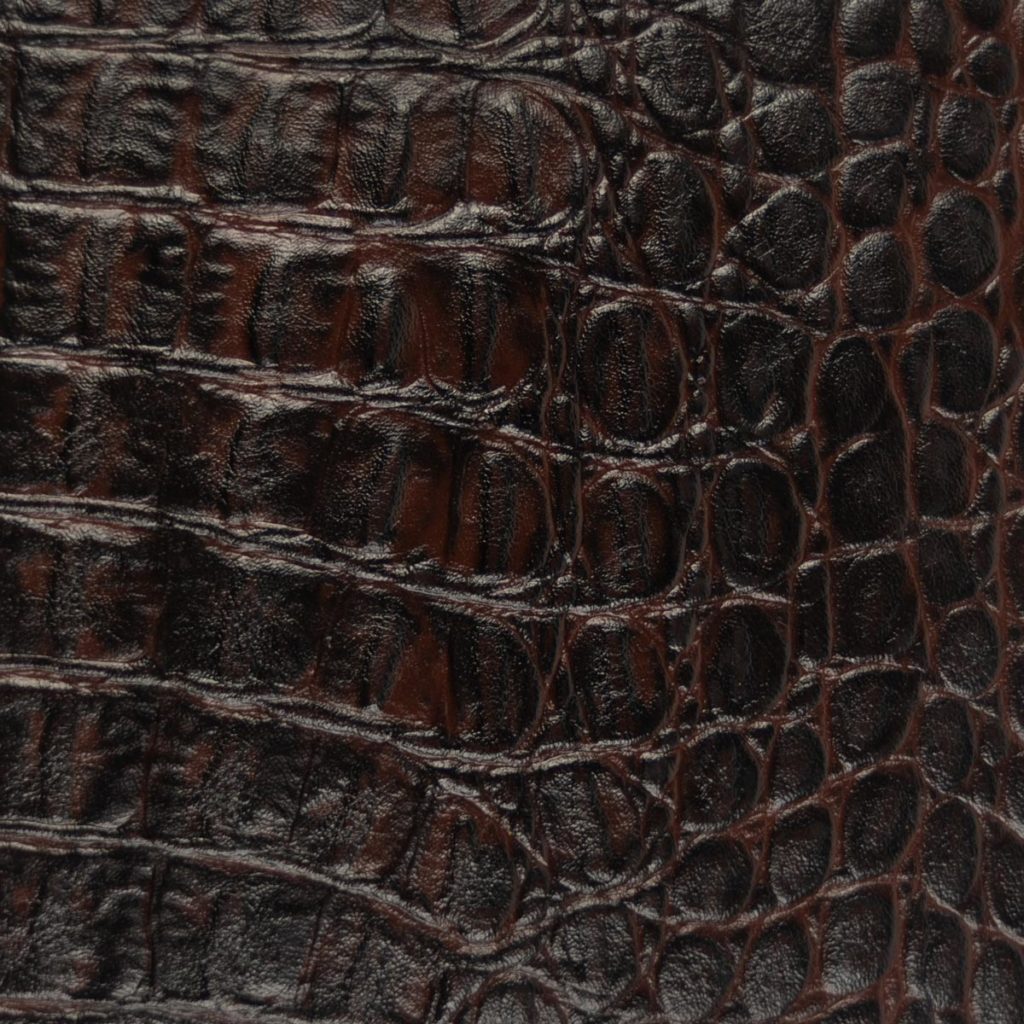 caiman embossed chocolate leather