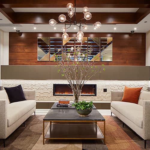 Jamie Stern Modesta Sofas in the Cambridge Lobby
