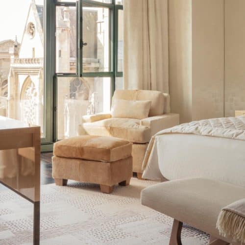 Sophisticated decorating with cowhide in a Paris Hotel