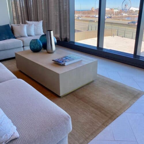 Brown ombre area rug by Jamie Stern Carpets