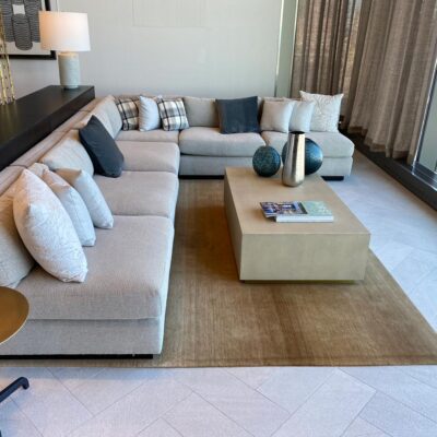 Brown ombre area rug by Jamie Stern Carpets