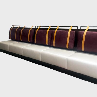 The Frisco is a unique banquette by Jamie Stern Furniture