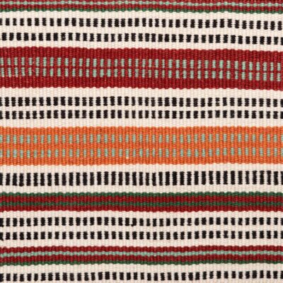 Greta Stripe is a multi-colored flatweave area rug made of 100% New Zealand wool