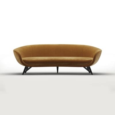 Harrison curved velvet sofa by Jamie Stern Furniture