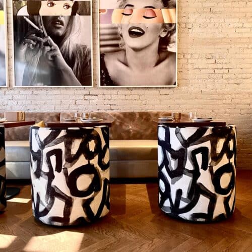 Custom swivel lounge chair for Hide + Seek restaurant in Chicago