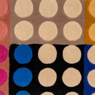 colorful circle pattern rug by Jamie Stern