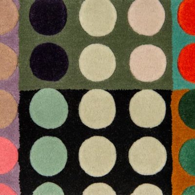 colorful circle pattern rug by Jamie Stern