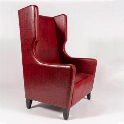 Jigsaw tall backed leather chair by Jamie stern Furniture