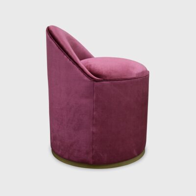 The Luisa Ottoman from Jamie Stern features a tight seat and back with welt detailing, as well as a metal base.