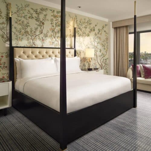Leather upholstered headboard for the Mandarin Oriental hotel in Boston