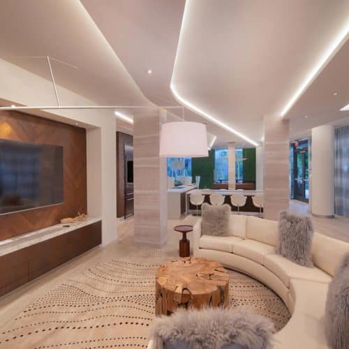 High end rugs decorate the public spaces of the Manor Riverwalk luxury apartments