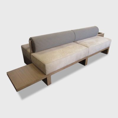 Nubuck Leather Banquette with End Table