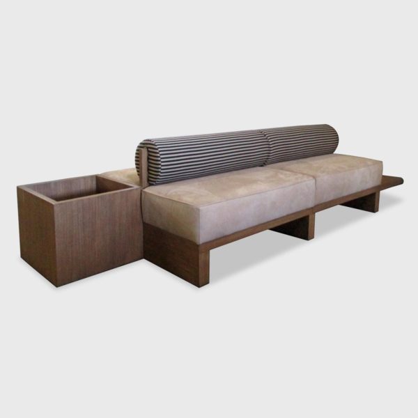 Nubuck Leather Banquette with End Table