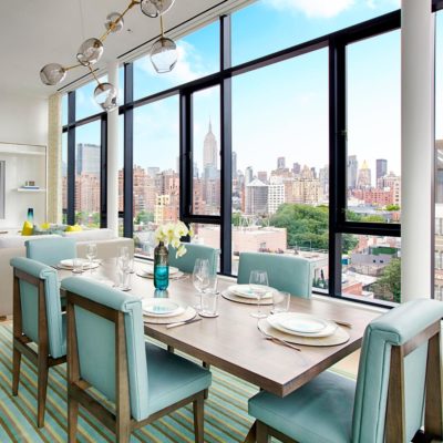 New York City dining room with ding chairs by Jamie Stern