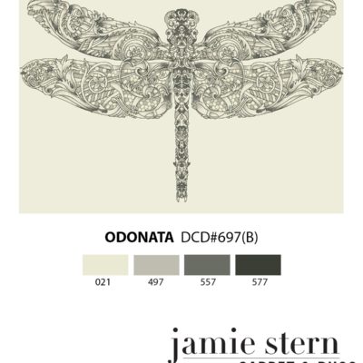 Odonata rug design rendering by Jamie Stern Carpets