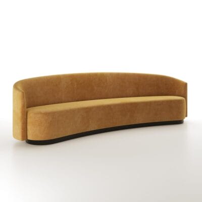 Preston curved velvet sofa by Jamie Stern Furniture