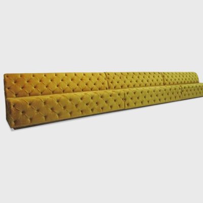 Straight Tufted Banquette with Recessed Wood Base