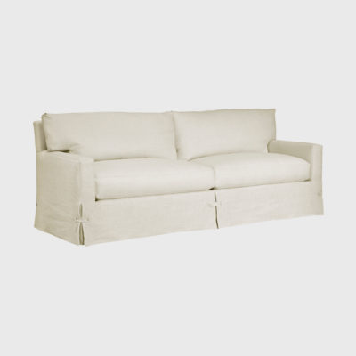 contemporary square arm sofa with waterfall skirt
