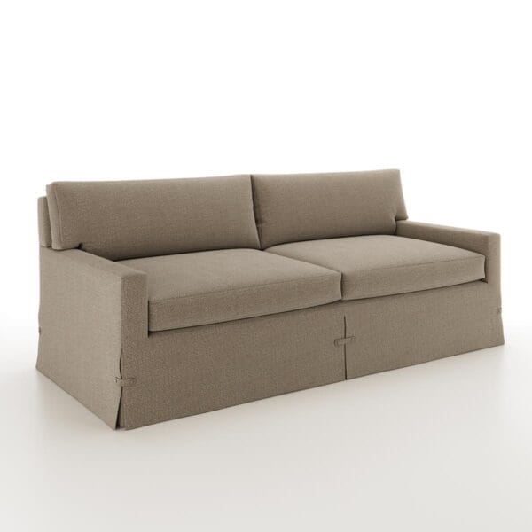 The Russie contemporary square arm sofa with waterfall skirt