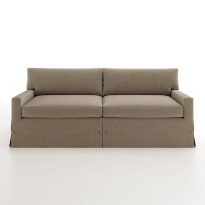 The Russie contemporary square arm sofa with waterfall skirt