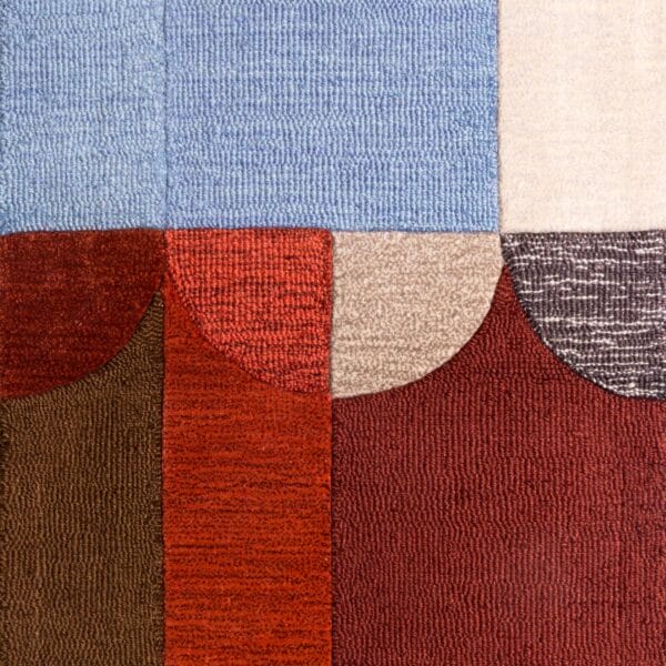 Scandola from Jamie Stern is a hand-tufted area rug shown in 100% New Zealand wool with multi-level cut & loop pile.