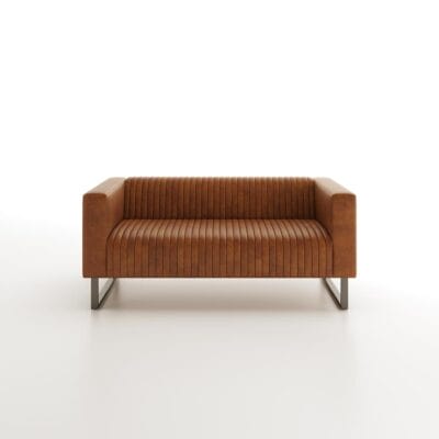 The Sloane Sofa features a vertical channeled seat and back between two sturdy arms.