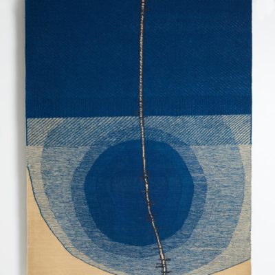 Blue flatweave rug from the Stria Collection