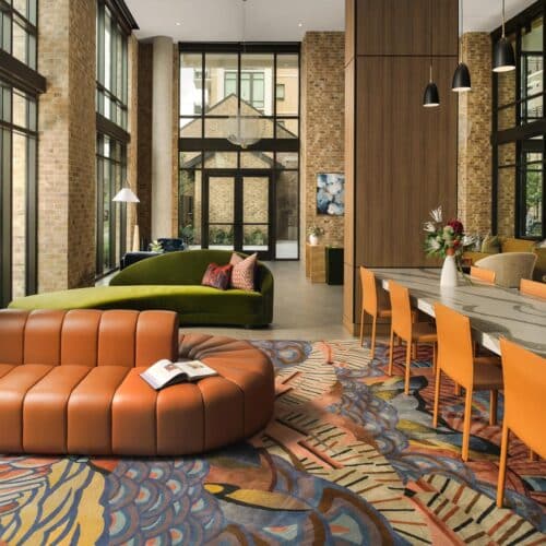 large commercial area rug by Jamie Stern