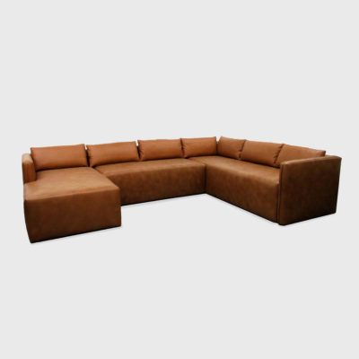 Tobin brown leather sectional
