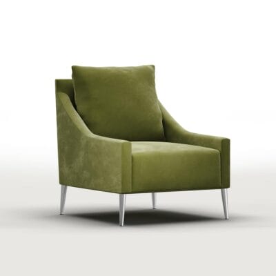 Vaya green velvet lounge chair by Jamie Stern Furniture