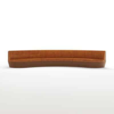 curved banquette with wood base